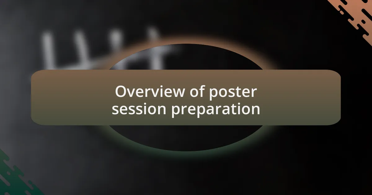 Overview of poster session preparation