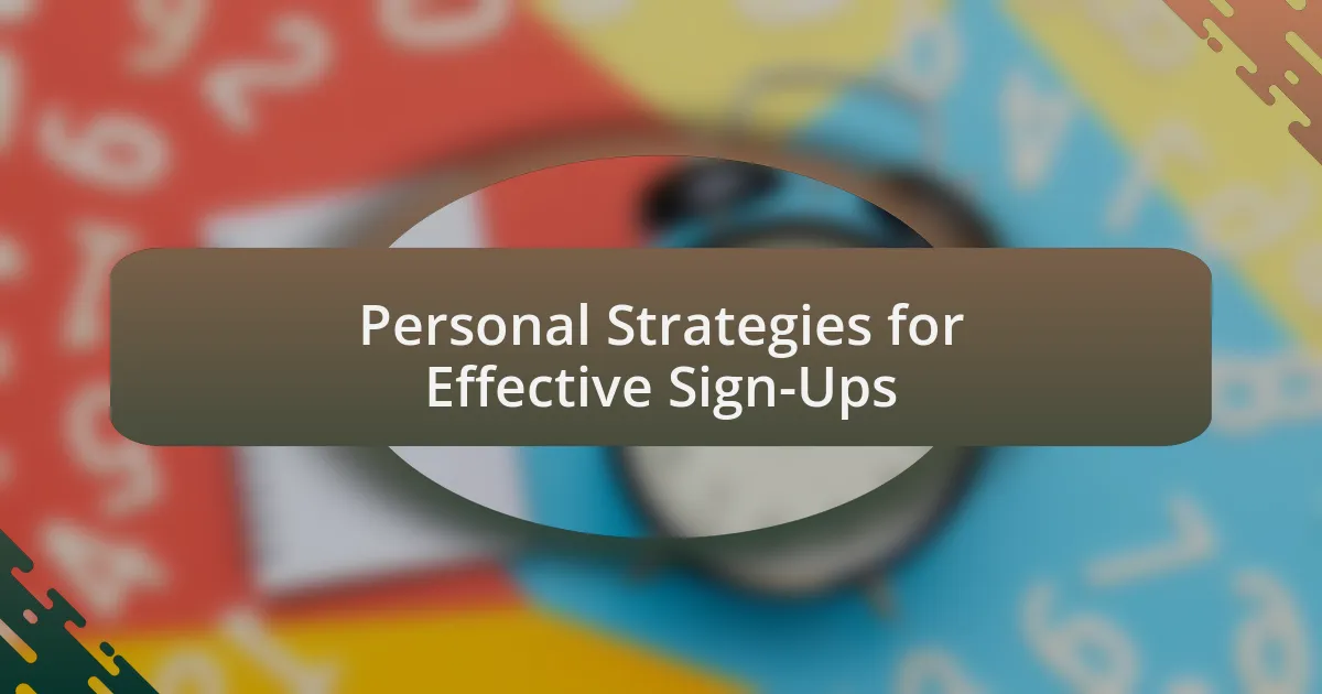 Personal Strategies for Effective Sign-Ups